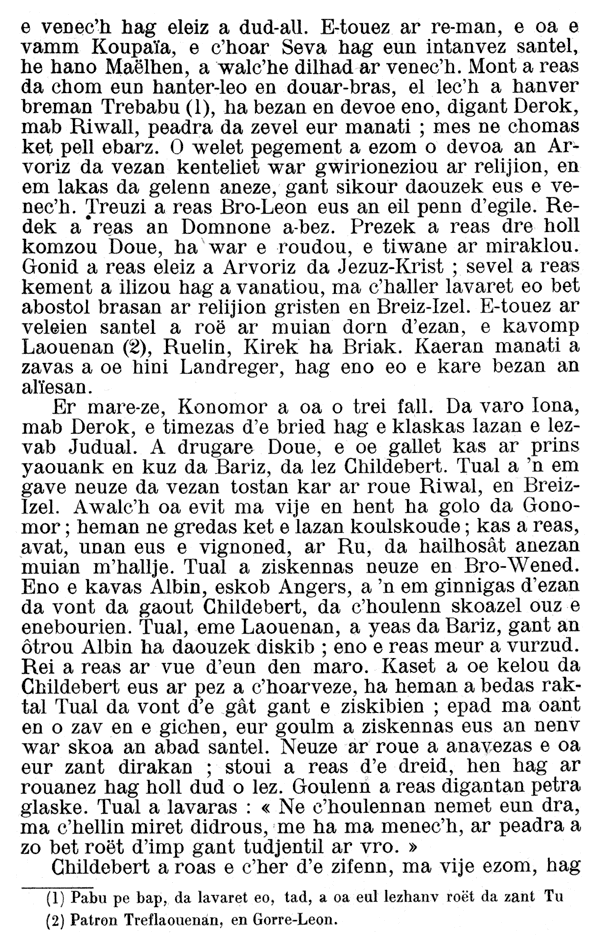 Texte en breton, vie de Saint Brieuc, eveque, 417-510, Perrot- Ar Moal, Buhe ar zent, 1912.