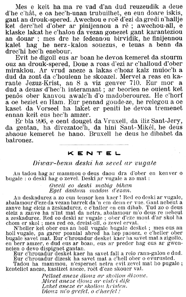 Texte en breton, vie de Saint Brieuc, eveque, 417-510, Perrot- Ar Moal, Buhe ar zent, 1912.