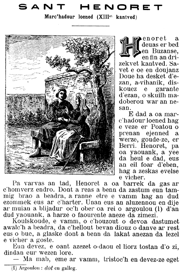 Texte en breton, vie de Saint Henoret